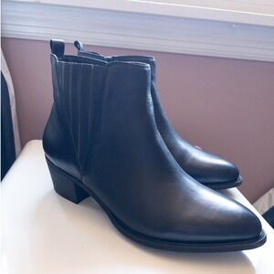 David Tate Maizy Black Nappa Leather Ankle‎ Boots Pointed Toe Block Heel 12WW